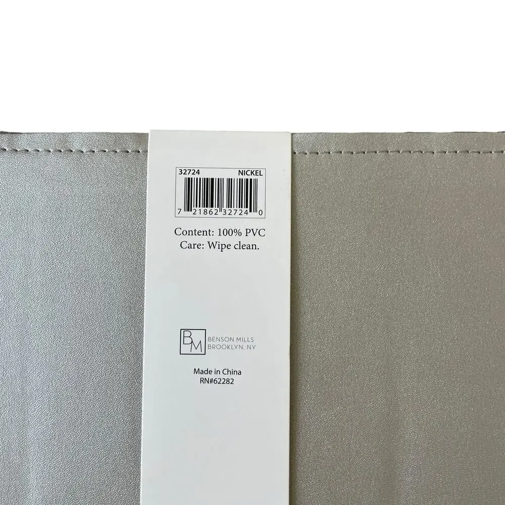Allegro Metallic Silver Faux Leather Placemats 13x18 Set of 4 Holiday Glam NEW